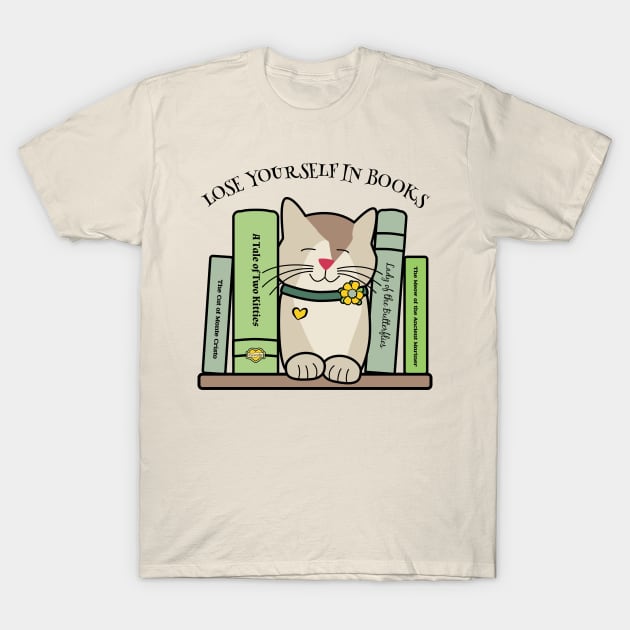 Lose Yourself in Books Library Cat T-Shirt by Sue Cervenka